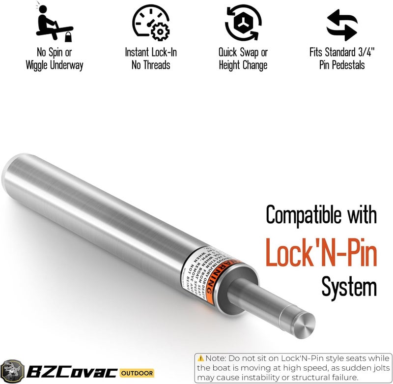 Bzcovac 3/4" Boat Seat Pin Post, Lock-in Style Non-Threaded Pedestal Post for Marine Boat Seat Mounting, Aluminum Extension Pole for Pontoon, Fishing Boat, Bass Boat, and More - Image 5